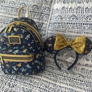 Loungefly Disney 50th Anniversary AOP Mini Backpack & Ear Headband